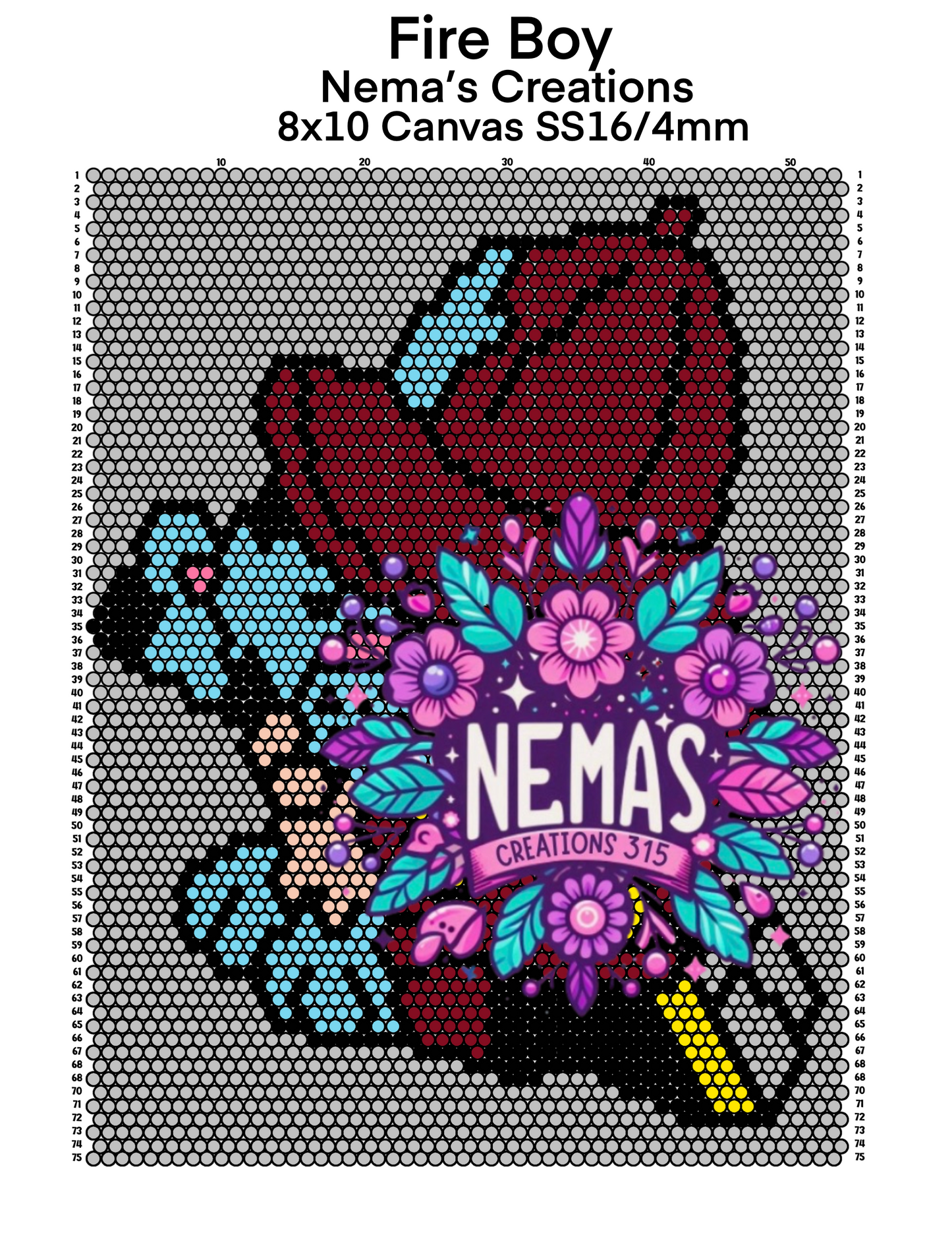 Fire Boy Canvas Template 8.5" x 11"