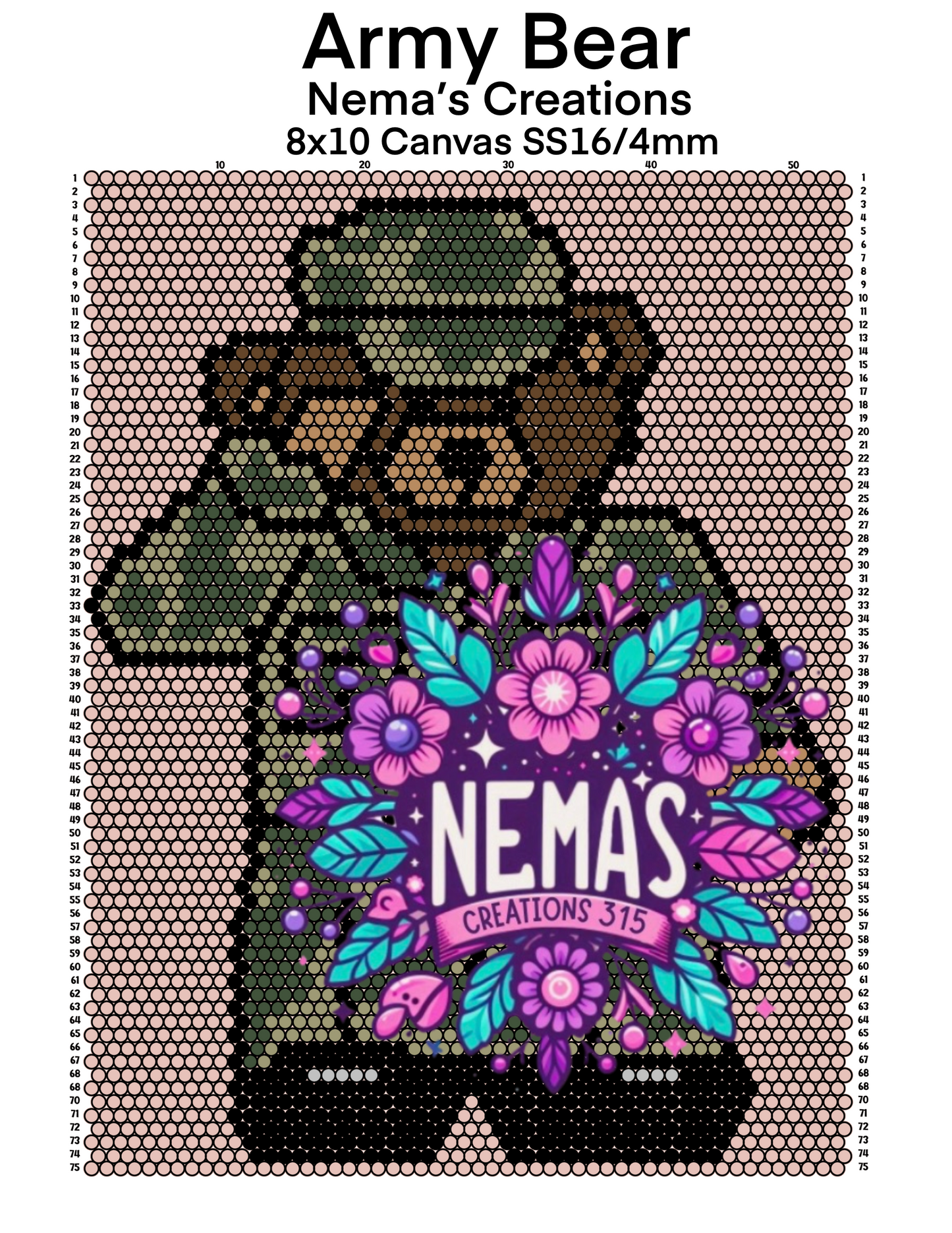 Army Bear Canvas Template 8.5" x 11"