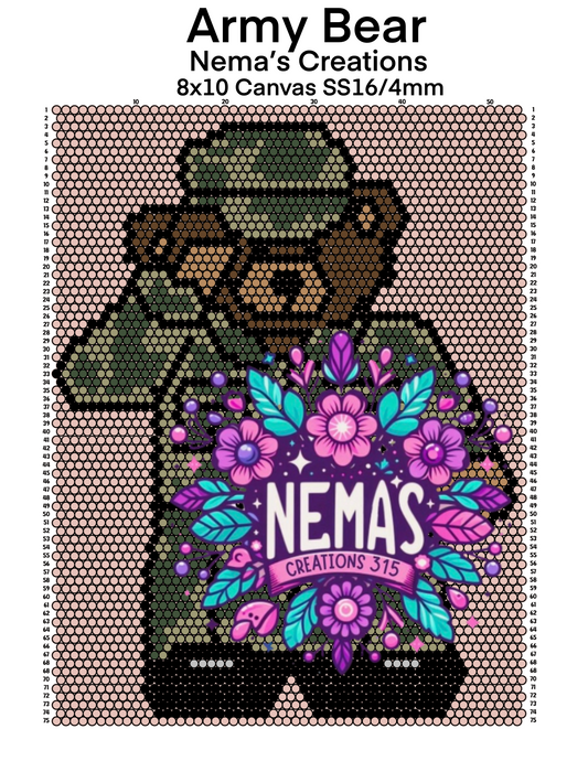 Army Bear Canvas Template 8.5" x 11"