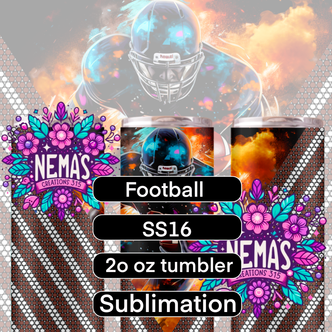 20oz SS16 V shape sublimation/ rhinestone Tumbler Template Football