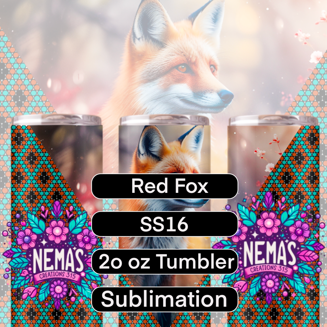 20oz SS16 V shape sublimation/ rhinestone Tumbler Template Red Fox