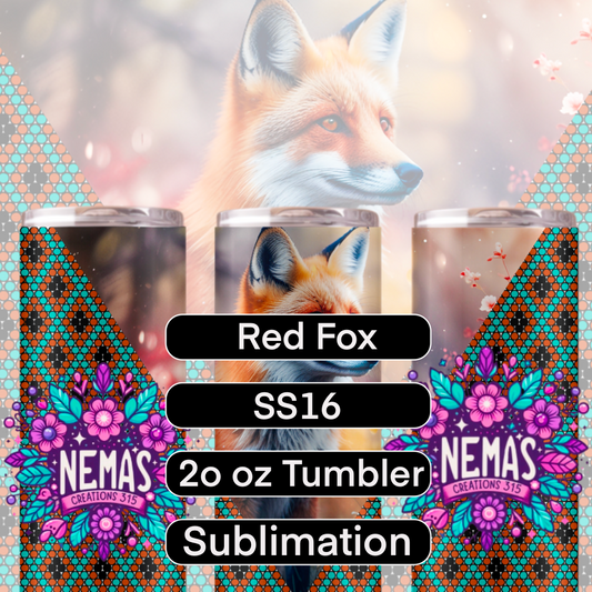 20oz SS16 V shape sublimation/ rhinestone Tumbler Template Red Fox